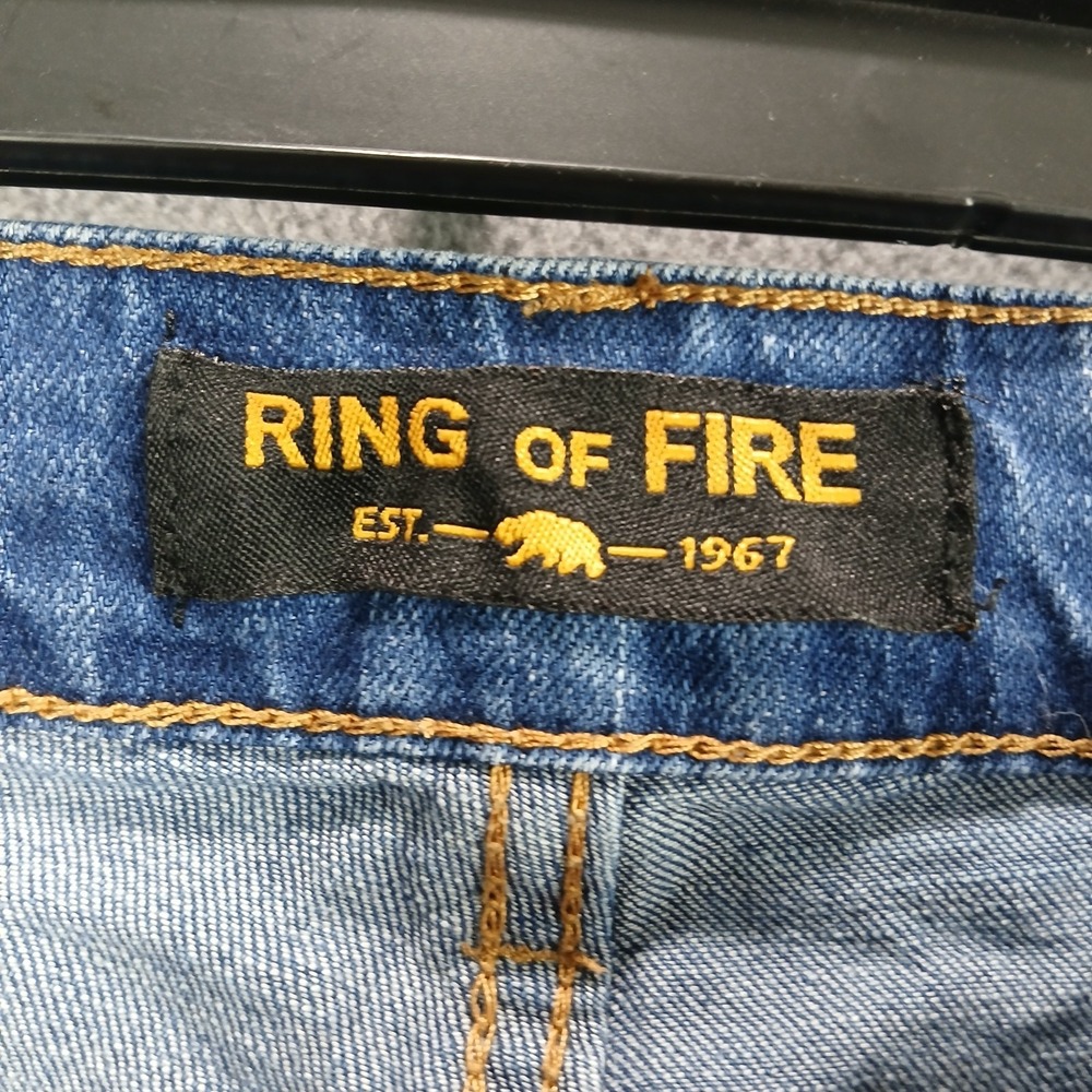 Ring Of Fire Jeans Mens 34x30 Blue Denim Cotton Slim Fit Mid Rise Straight Leg - Picture 5 of 13